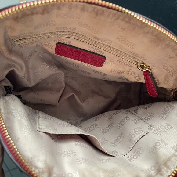 Michael Kors Emmy Small Dome Satchel Handbag  - Brown/Red - Preowned - Picture 6 of 7